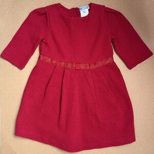 Jacadi Red Honeycomb Cotton Lined Holiday Dress Size 3T
